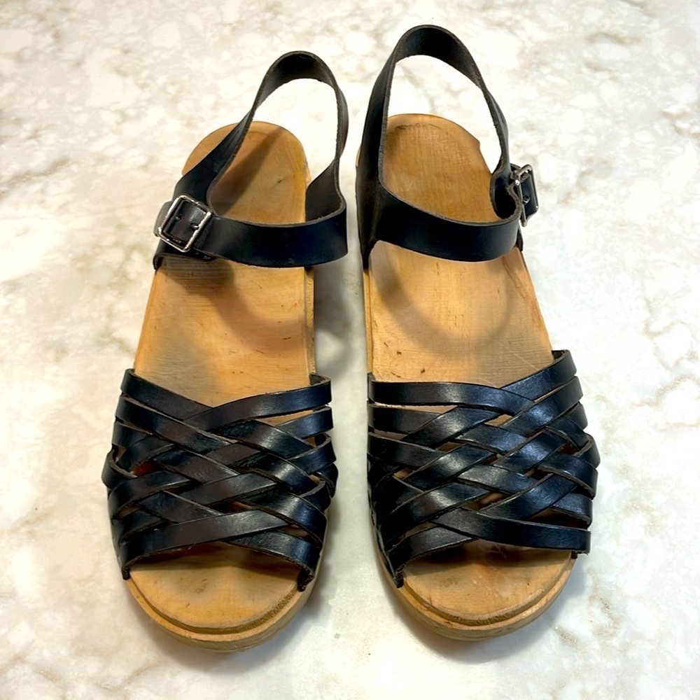 Swedish Hasbeens Black Clog Sandals